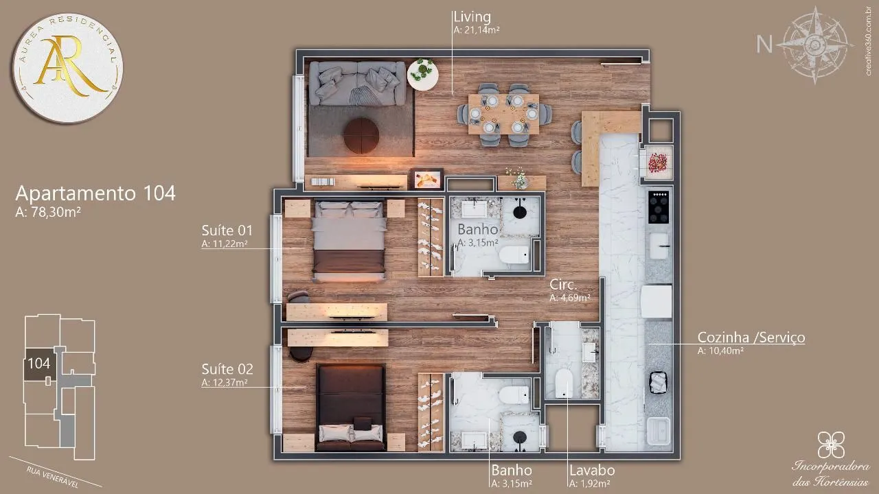 Imagem Cobertura à venda em Gramado, Av. Central, com 3 quartos, 127.75m2