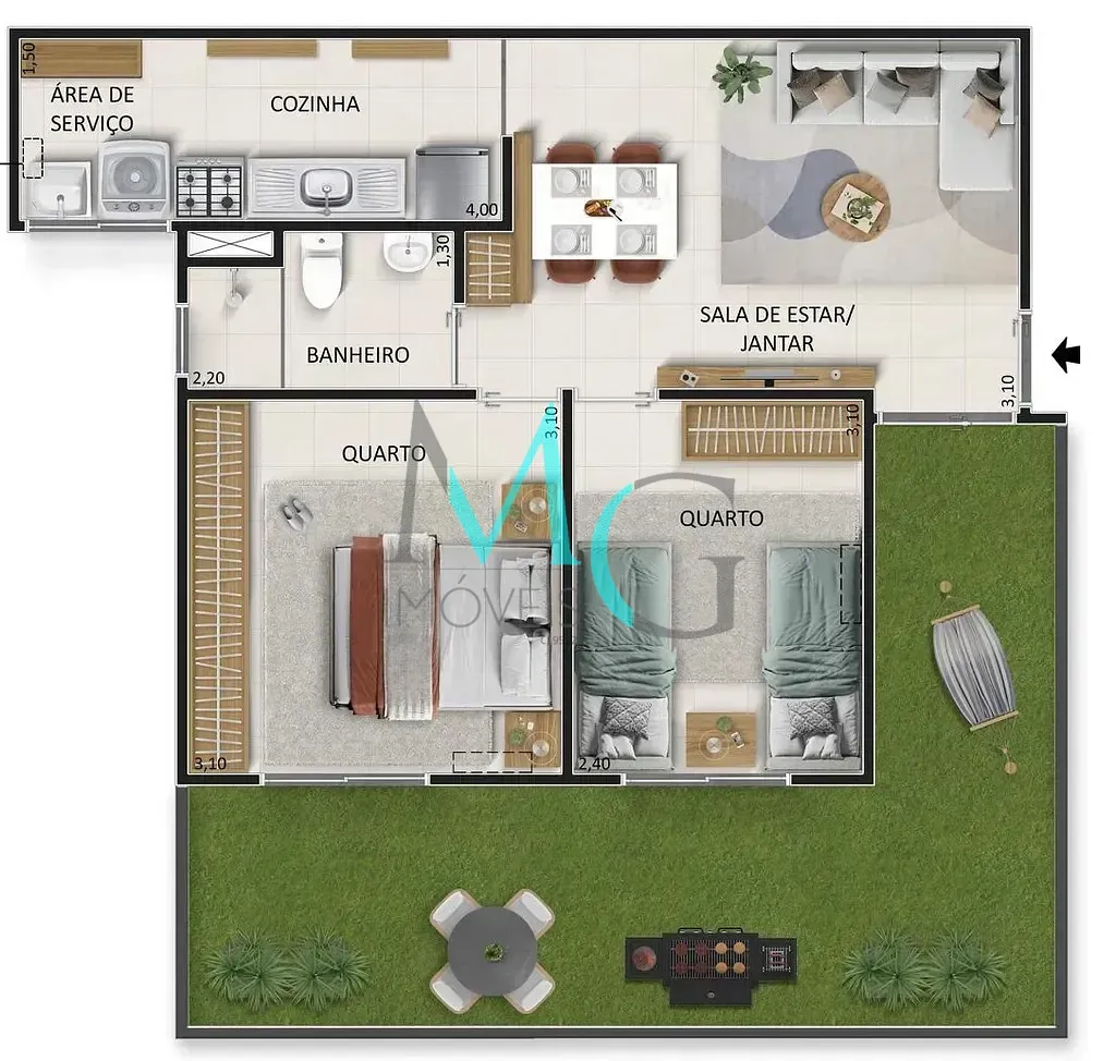 Imagem Garden à venda 2 Quartos 63.12M² Campo Grande Rio de Janeiro - RJ | Vitória 3 - Fase 1