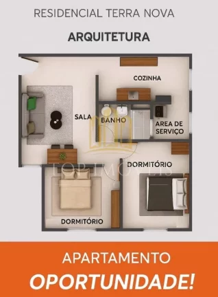 Imagem Belissimo Apartamento Terras do Sul 2 Dormitórios 54m²