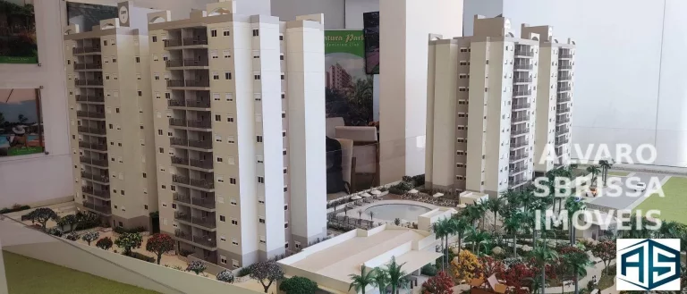 Imagem Apartamento com 3 dormitórios sendo uma suíte em condomínio park, cercado de vegetação, lagos, peixes, locais agradáveis para relaxar e área de lazer