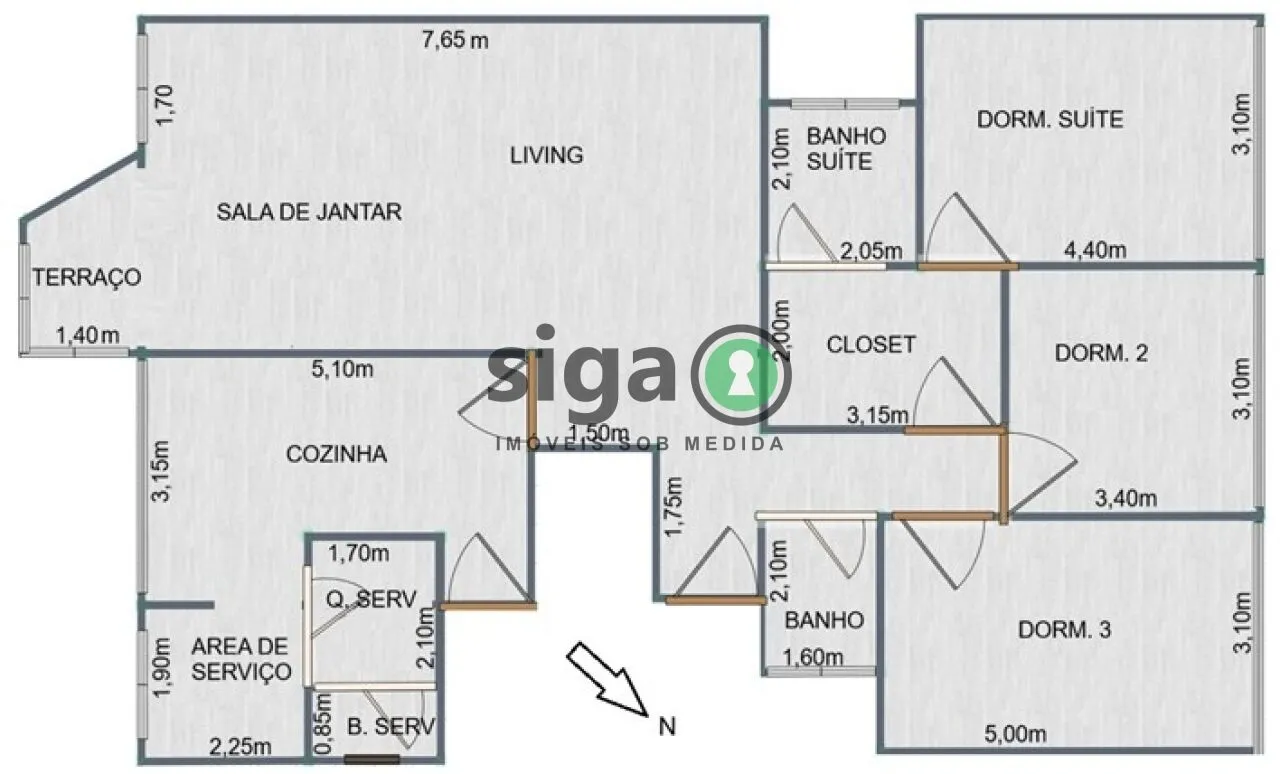 Imagem Itaim com 135mts 3 dor, 1 suite com planta versátil