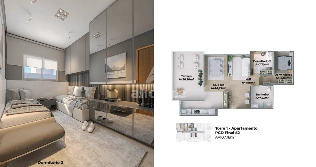 Imagem Apartamento à venda com 2 quartos , 53,91m² em Nossa Senhora do Rosário São José