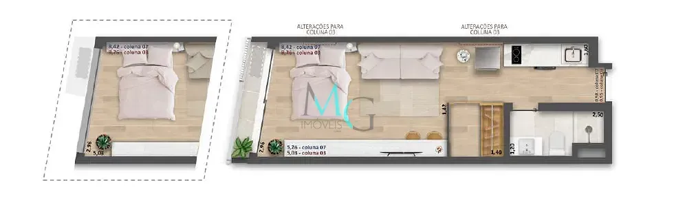 Imagem Cobertura Horizontal à venda 1 Quarto 62.62M² Copacabana Rio de Janeiro - RJ | Be in Rio Tonelero