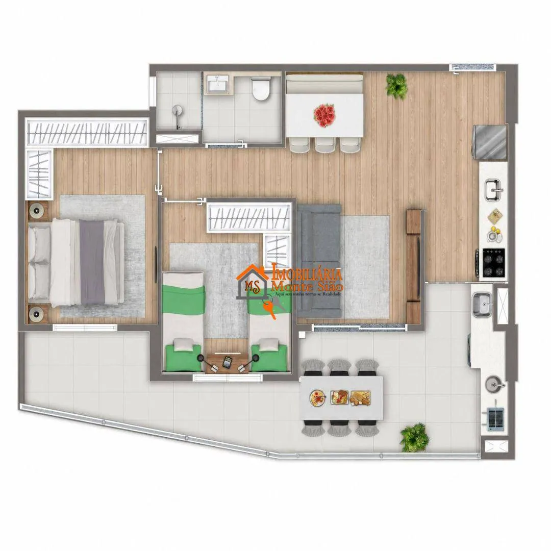 Imagem Apartamento Garden com 2 dormitórios à venda, 91 m² por R$ 754.200 - Picanco - Guarulhos/SP