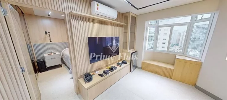 Foto do imóvel Flat disponível para venda no Condomínio Ambassador Flat Service, com 45m², 1 dormitório e 1 vaga em Rua Afonso Braz