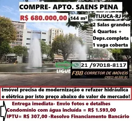Foto do imóvel Apartamento com 4 Quartos à Venda, 144 m² em Tijuca - Rio de Janeiro