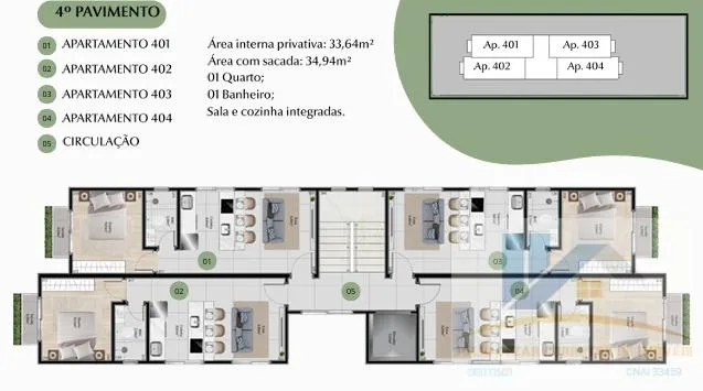 Imagem Apartamento para Venda em Curitiba, Uberaba, 1 dormitório, 1 banheiro