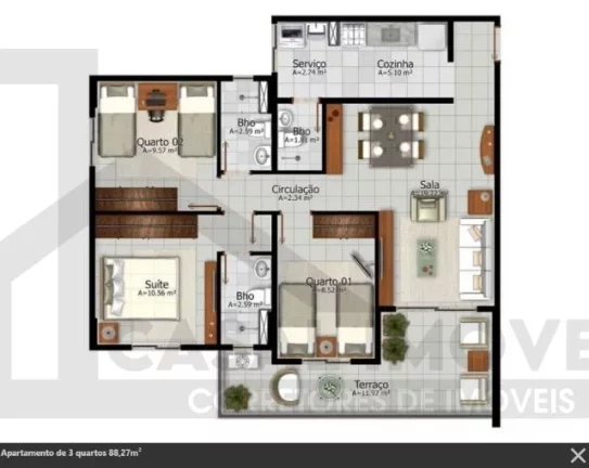 Imagem CASAL IMÓVEIS VENDEAPTO PIAZZA TOSCANA 3/4 - 1 SUÍTE + 2 VGS ANDAR ALTO