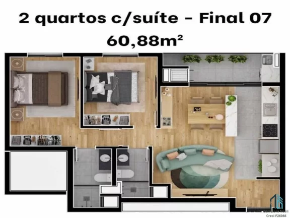 Imagem Apartamento a venda 02 quartos c/suíte no Água Verde em Curitiba PR