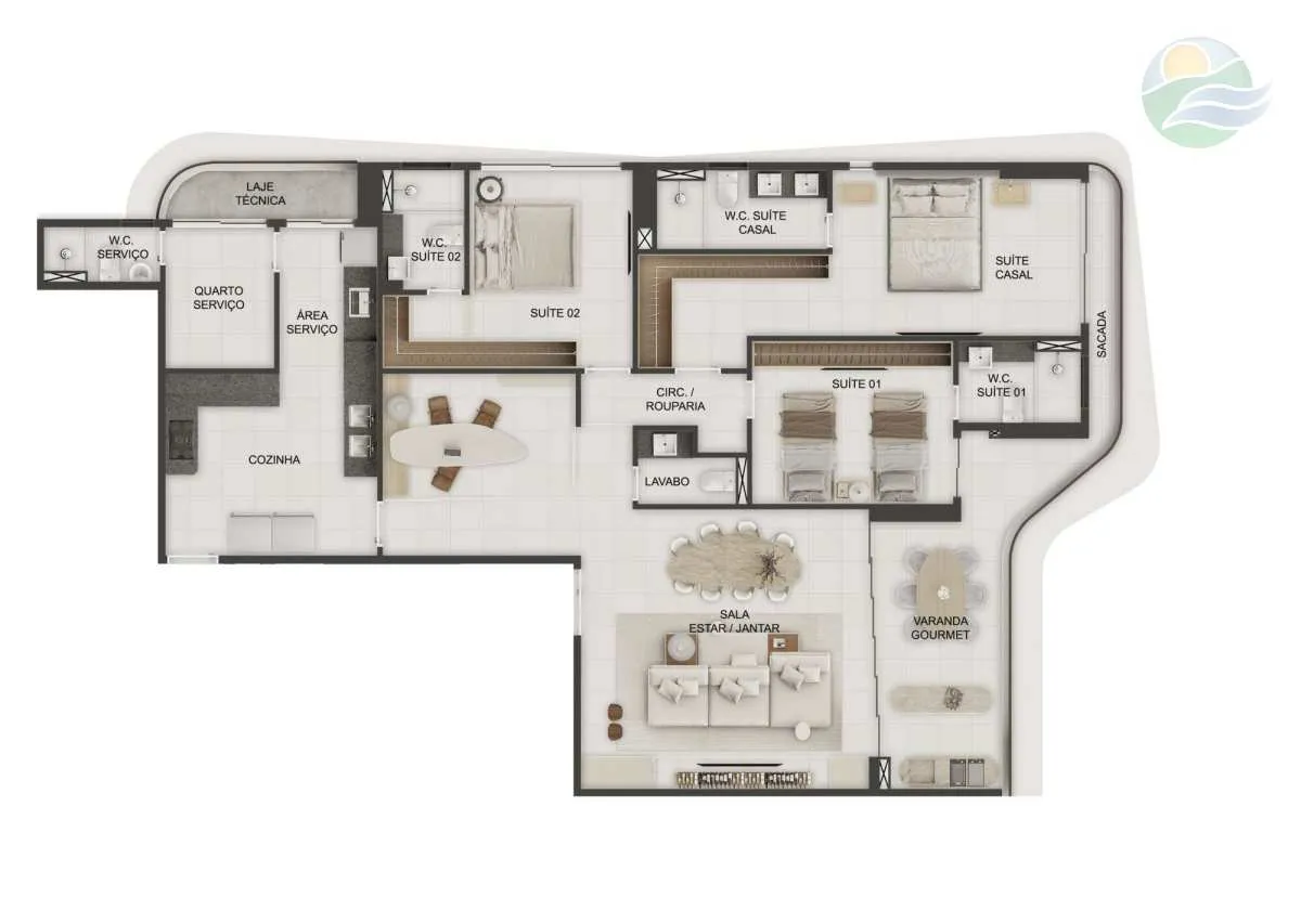 Imagem Apartamento 3 suites, 162m2, andar alto, Venda no Altiplano-Cabo Branco, João Pessoa.