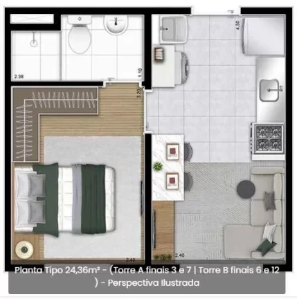 Imagem PLANO ... ESTAÇÃO BRÁS - Apto de 39m² (Unidade de Revenda), próximo à Estação Brás - Metrô e CPTM!