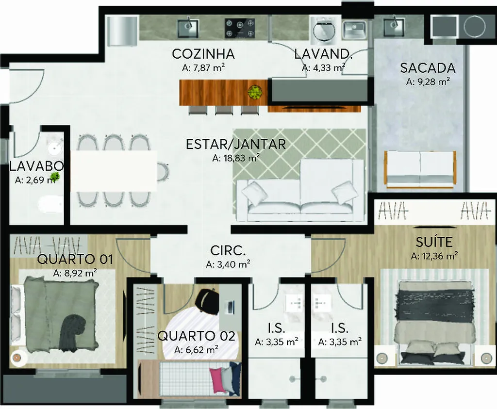 Imagem Cobertura de luxo com 3 suítes no Bacacheri, Curitiba-PR: 184,26m², 4 banheiros e 1 vaga!