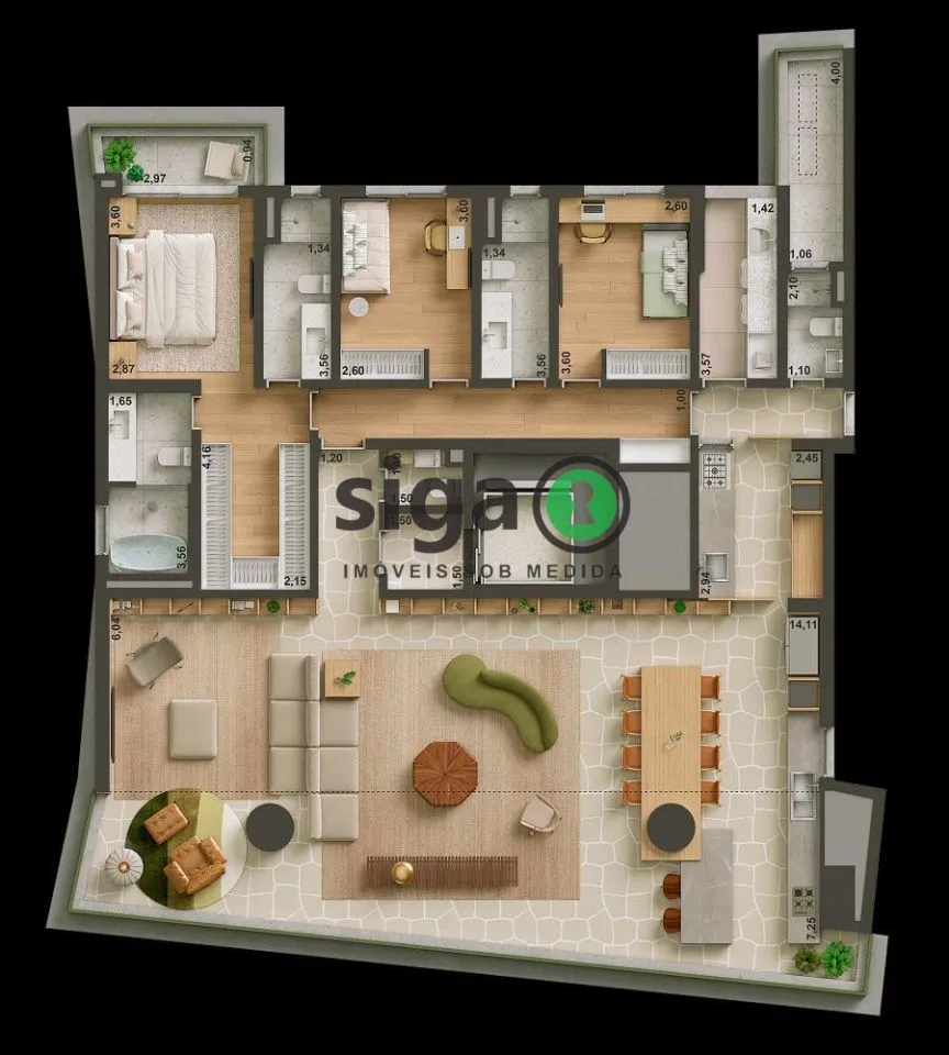 Imagem Apartamento a venda no Brooklin com 3 quartos