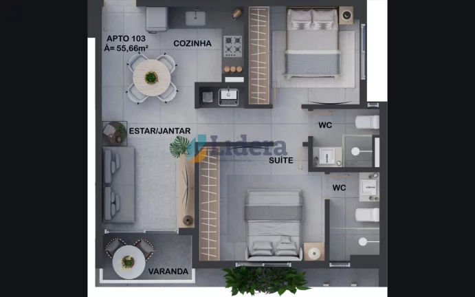 Imagem Apto á venda - 2 quartos - 1 suíte -55.66m²- Intermares, Cabedelo/Pb
