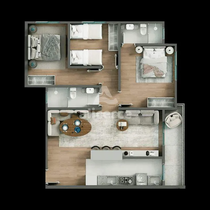 Imagem Apartamento à venda com 2 quartos 1 suíte, 69,69m² em Centro Biguaçu
