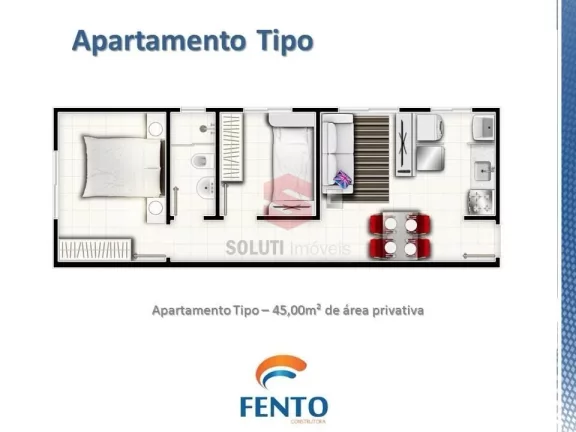 Imagem Apartamento 02 Quatos - Semi-mobiliado - Residencial Villa Reale!