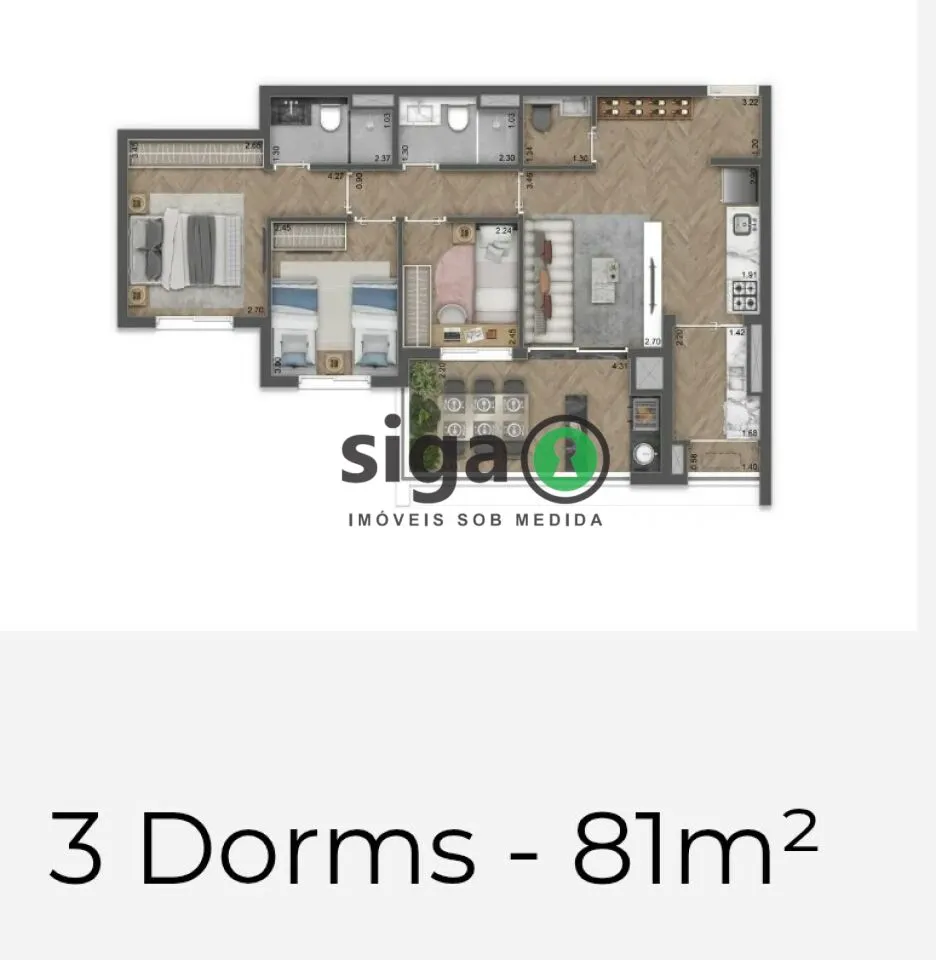 Imagem Apartamento á Venda - 81m², 2 suítes, 1 vaga - MOBILIADO
