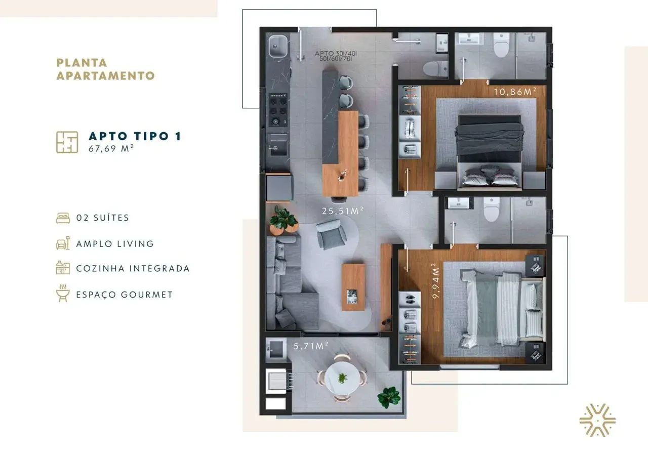 Imagem Apartamento com 2 Quartos à Venda, 67,19 m² em São Francisco de Assis - Camboriú