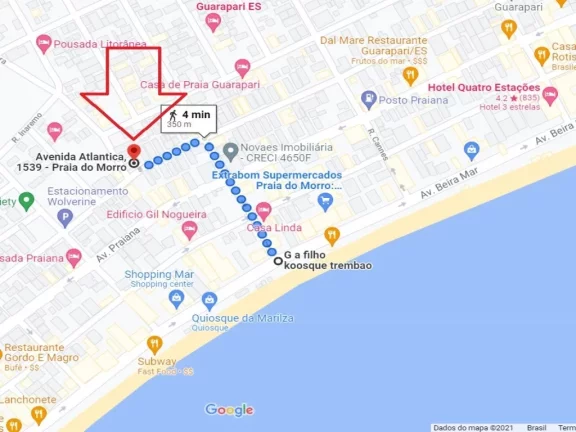 Imagem Apartamento Para Alugar Temporada Edifício Marília Avenida Atlântica Praia do Morro Guarapari Localizado A 350m Da Areia Da Praia do Morro Também a