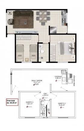 Imagem Casa com 2 Quartos à Venda, 45 m² em São Francisco II - Senador Canedo