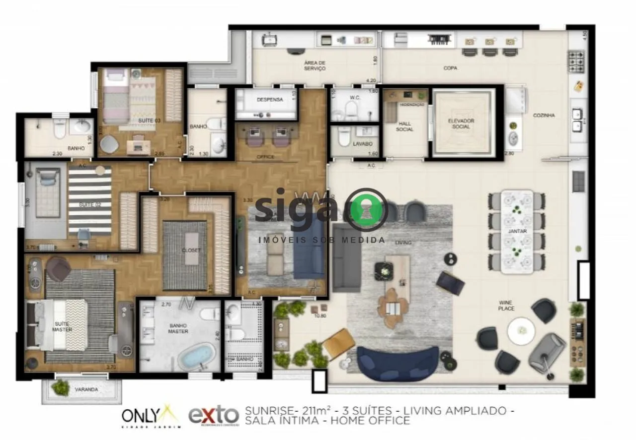 Imagem Apartamento com 04 suítes para venda no Real Parque, São Paulo SP