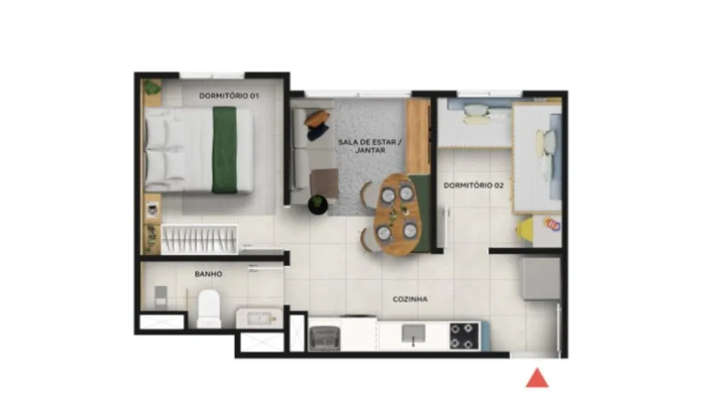 Imagem Apartamento à venda no Jardim do Estádio, 2 quartos, 1 banheiro, 1 vaga de garagem, 33,00 m² - Condomínio Panorama Tenda, Minha Casa Minha Vida em Santo André-SP.