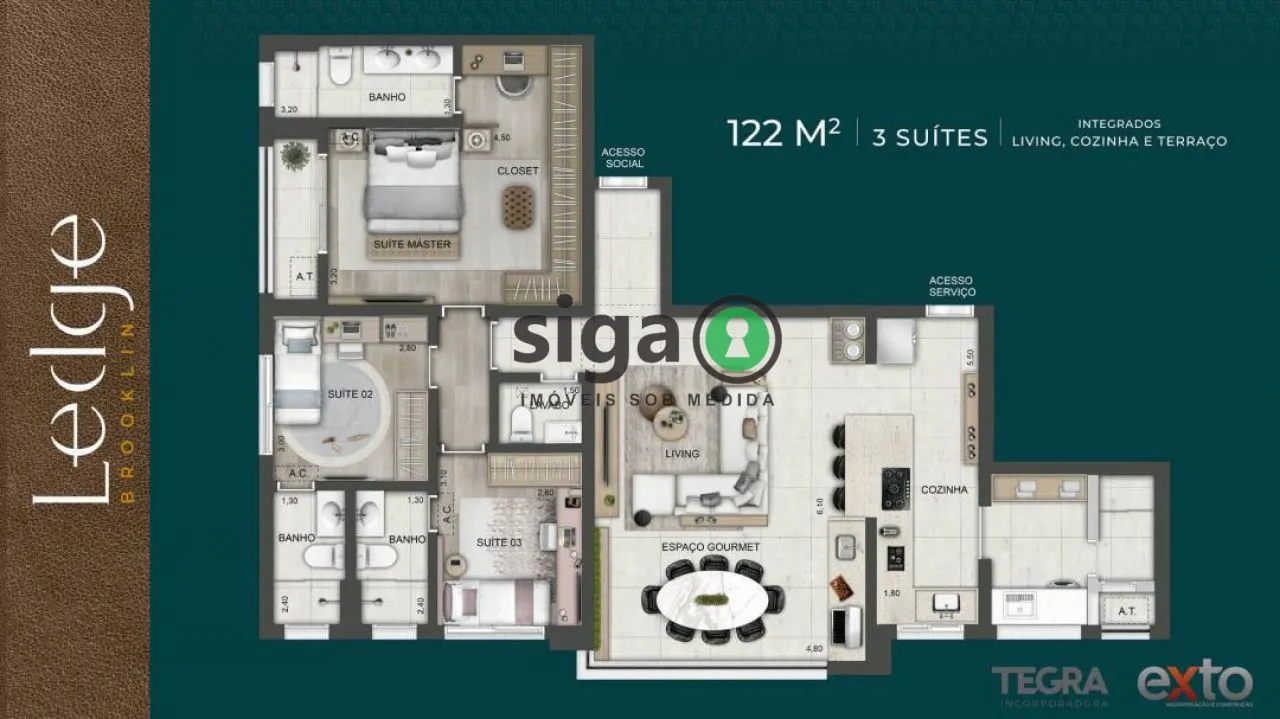 Imagem Apartamento a venda no Brooklin com 3 quartos