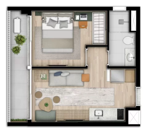 Imagem APARTAMENTO DE 32,90M² NR, 1 DORMITÓRIO COM VARANDA SEM VAGA À VENDA - 2 MIN. DO METRÔ ALTO DO IPIRANGA NA ZONA SUL - IPIRANGA - SÃO PAULO / SP