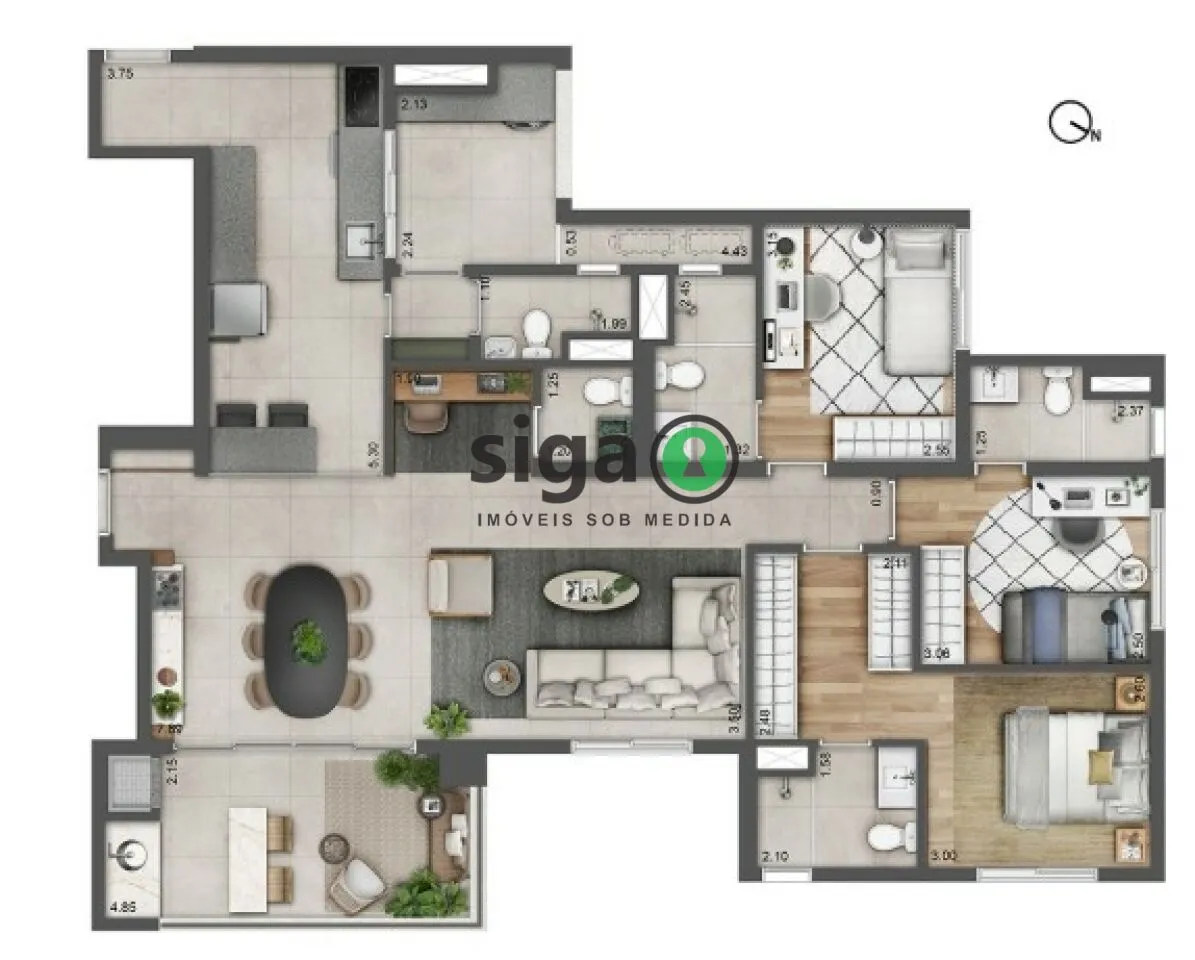 Imagem Apartamento a Venda na Vila Suzana, com 3 suítes e 2 vagas
