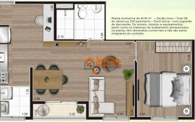 Imagem Apartamento com 1 dormitório à venda, 41 m² por R$ 344.100 - Vila Antonieta - Guarulhos/SP
