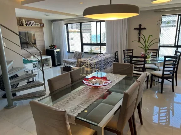 Imagem Excelente cobertura vista mar decorada com três suítes e área gourmet a venda na Pituba