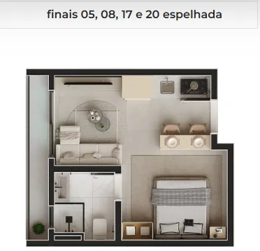 Imagem Loft para Venda em São José dos Pinhais, Centro, 1 dormitório, 1 suíte, 1 banheiro