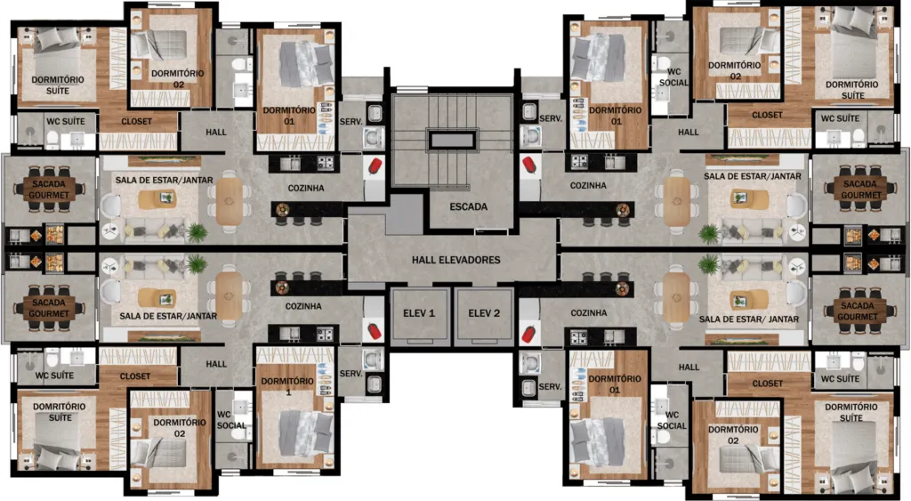 Imagem Cobertura de luxo com 3 quartos e 3 suítes no bairro Boa Vista, Curitiba-PR: 148,71m², 4 banheiros e 2 vagas de garagem!