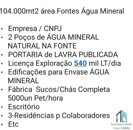Imagem Chácara fonte água mineral a 150km de Curitiba Capacidade mensal 16 milhões litros em Irati PR