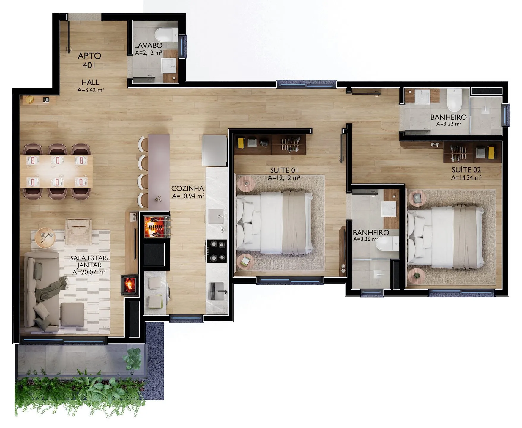 Imagem Apartamento à venda em Gramado, Centro, com 2 quartos, 97.35m2