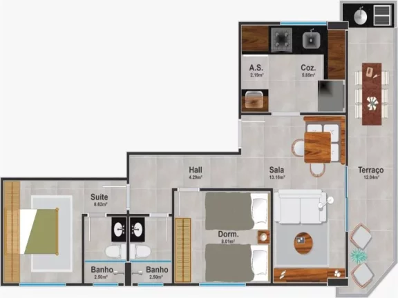 Imagem Apartamento com 2 dormitórios à venda, 64 m² por R$ 529.200,00 - Canto do Forte - Praia Grande/SP