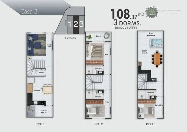 Imagem Sobrado Triplex com 3 dormitórios, 108 m² por R$ 800.000 - Caiçara - Praia Grande/SP