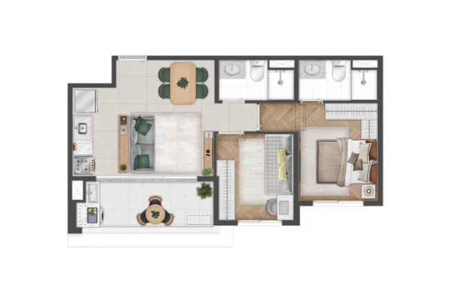 Imagem AYNA IPIRANGA - ENGELUX - Apto de 47m², 2 dorms com suíte, próximo à Estação Alto do Ipiranga!