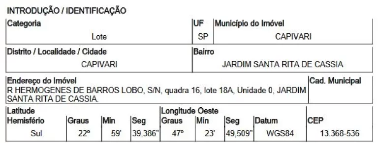 Imagem Oportunidade Única em CAPIVARI - SP | Tipo: Terreno | Negociação: Venda Online | Situação: Imóvel