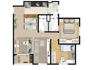 Imagem Apartamento à venda ou locação em Santo André-SP, bairro Santa Teresinha. 2 quartos, 2 banheiros, 1 vaga. 50,00 m². Condomínio Up Grade.