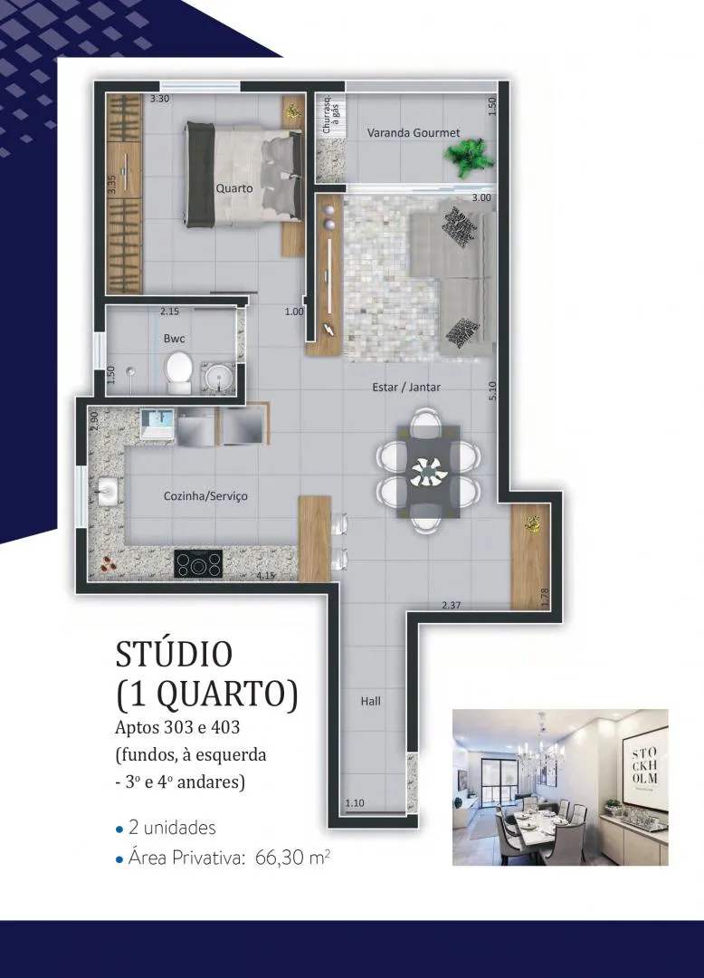 Imagem Lançamento: Apartamento no EDIFÍCIO LONDON RESIDENCE no Bairro Coqueiral em Cascavel - 178.63m² com portaria 24h