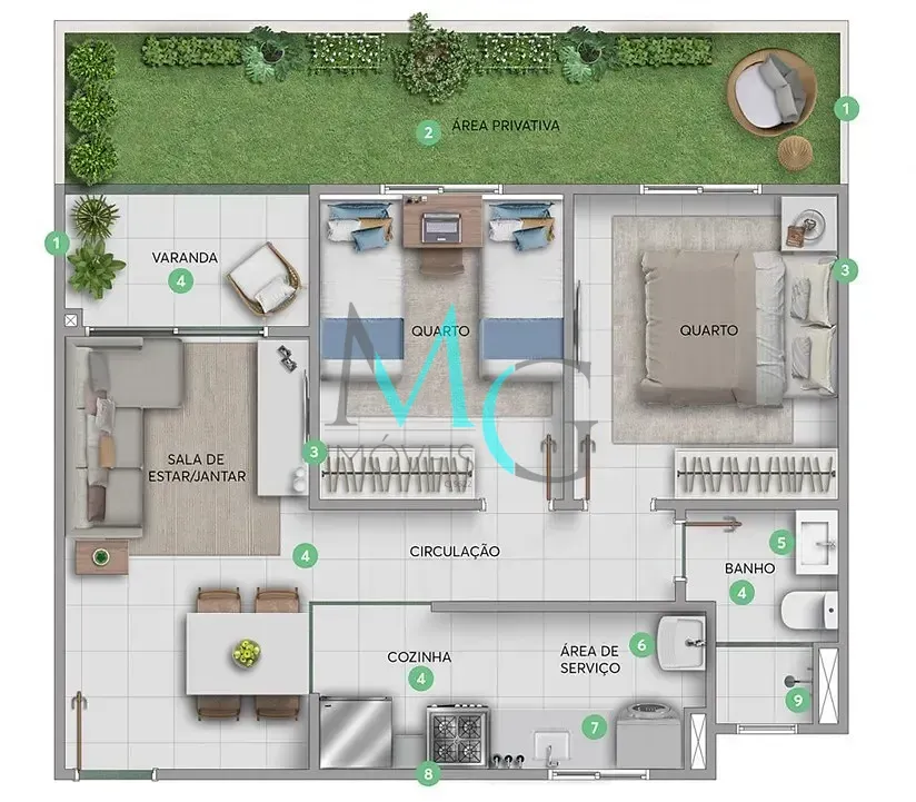 Imagem Apartamento à venda 2 Quartos 1 Vaga 41.32M² Campo Grande Rio de Janeiro - RJ | Bálsamo - Fase 2