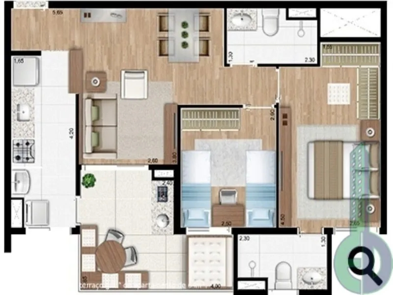 Imagem Apartamento com 2 quartos a venda em Santo André SP, Edifício Pátio Boulevard Santo André