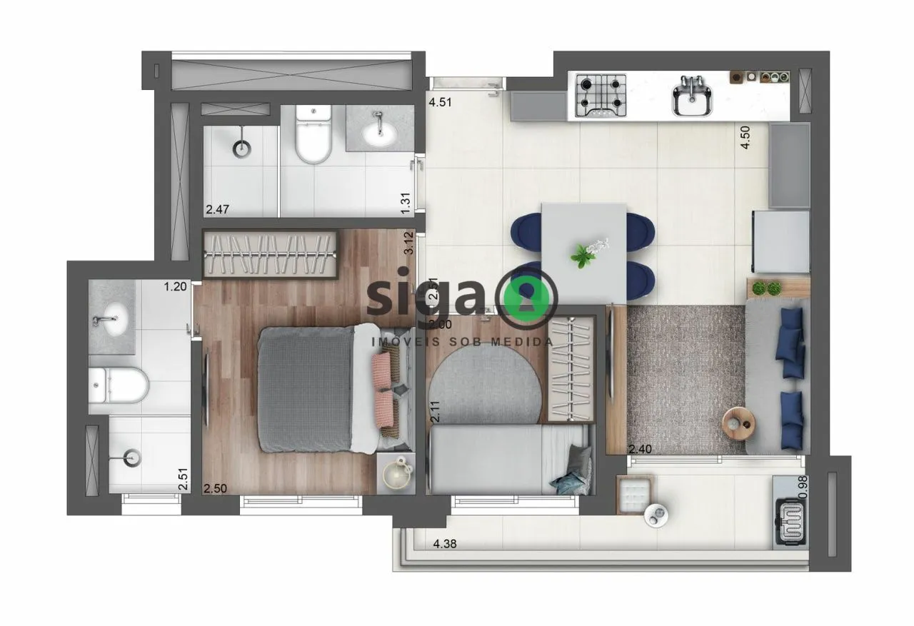 Imagem Apartamento mobiliado para venda no Alto da Boa Vista 02 dormitórios, Sao Paulo - S)