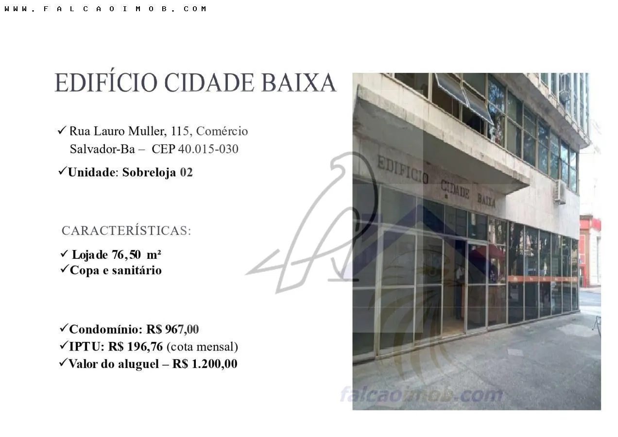 Imagem Comercial para Locação em Salvador / BA no bairro Comércio