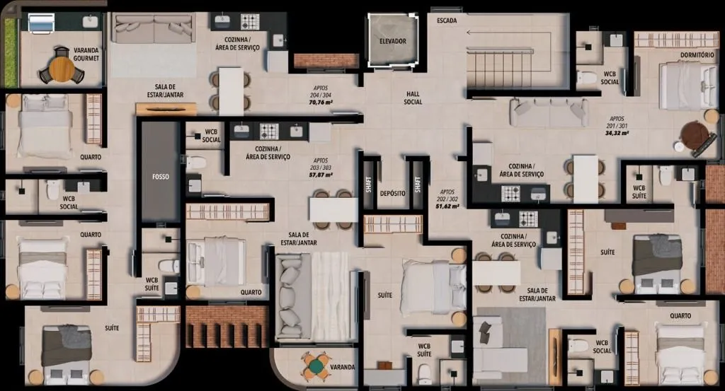 Imagem Apartamento com 2 dormitórios à venda, 72 m² por R$ 599.990 - Bancários - João Pessoa/PB