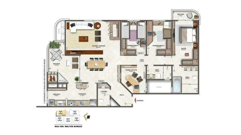Imagem Apartamento 3 dormitórios com suíte master e hidromassagem em Campinas - São José/SC