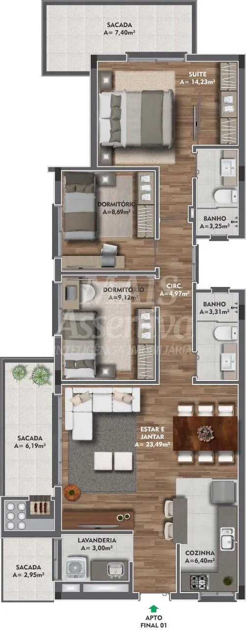 Imagem Excelente apartamento a venda 03 dormitórios em Caxias do Sul