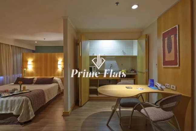 Imagem Flat disponível no Slaviero Essential São Paulo Ibirapuera, com 35m², 1 dormitório e 1 vaga