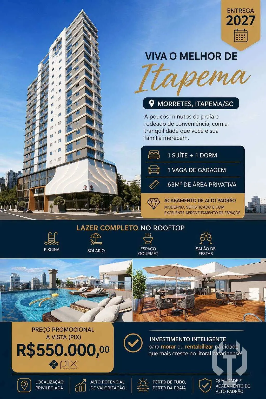 Foto do imóvel Apartamento à venda em Itapema, Jardim praia mar, com 2 quartos, 63m2